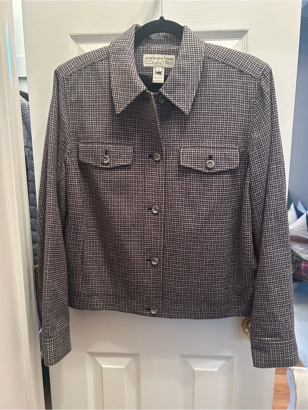 Vintage Jones New York Country Lined Plaid Jacket with Pockets. Size 12. EUC
